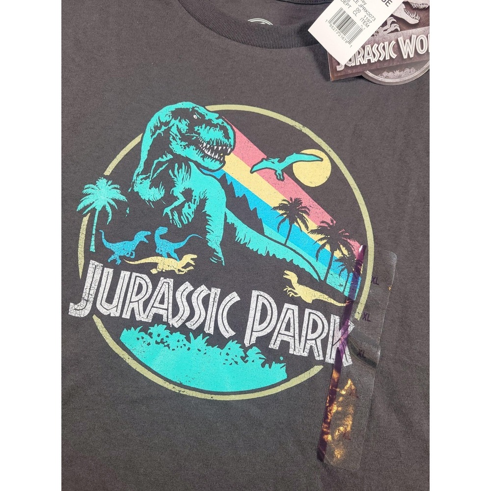 Jurassic Park T-Shirt Womens XL‎ Gray T Rex Dinosaur Graphic Jurassic World NEW